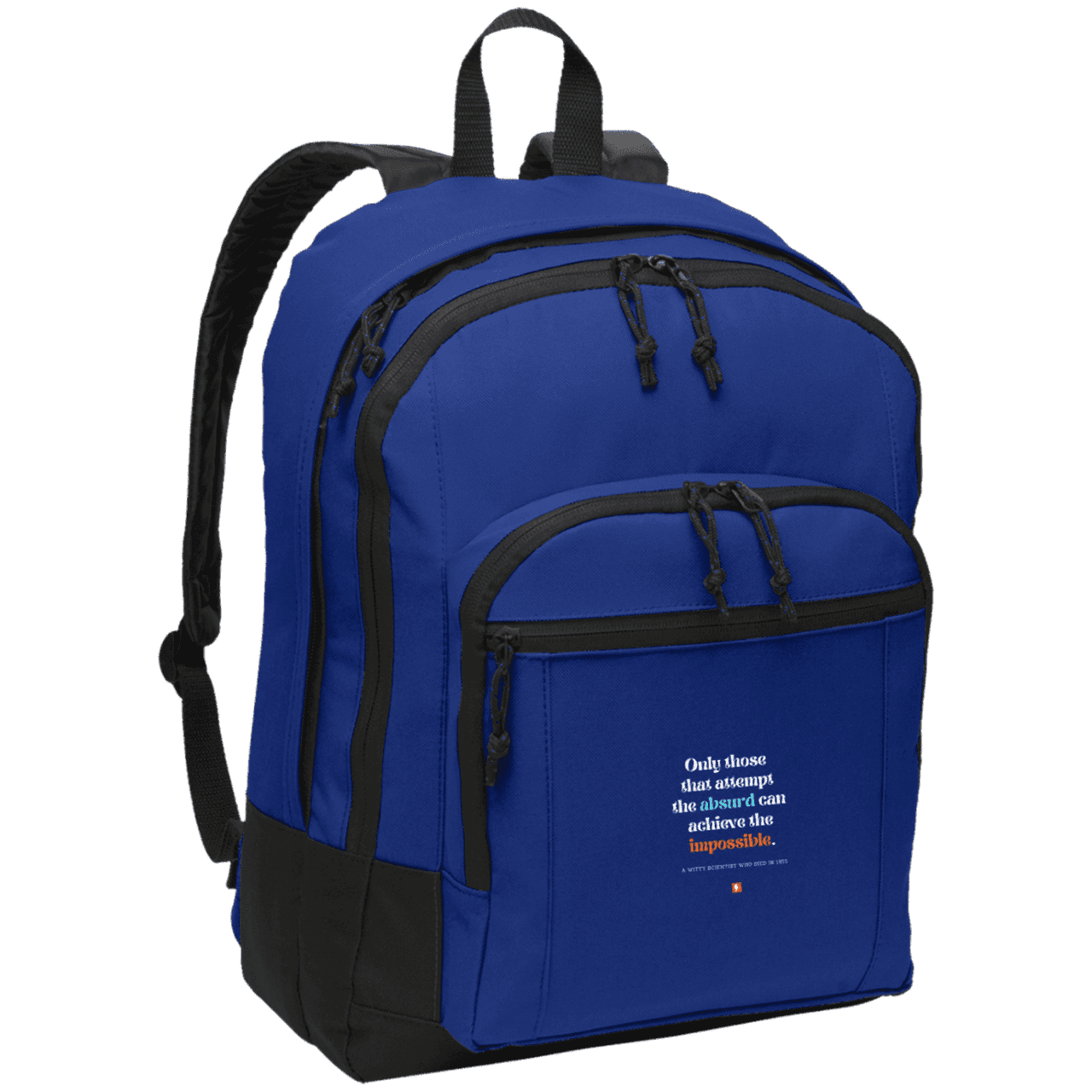 Student's Basic Backpack with inspiring Einstein quote: E116 - Attempt the absurd to achieve the impossible - Color: Twilight Blue