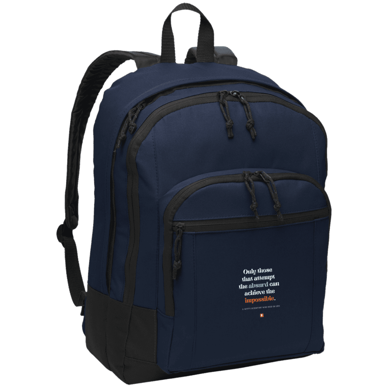 Student's Basic Backpack with inspiring Einstein quote: E116 - Attempt the absurd to achieve the impossible - Color: Navy