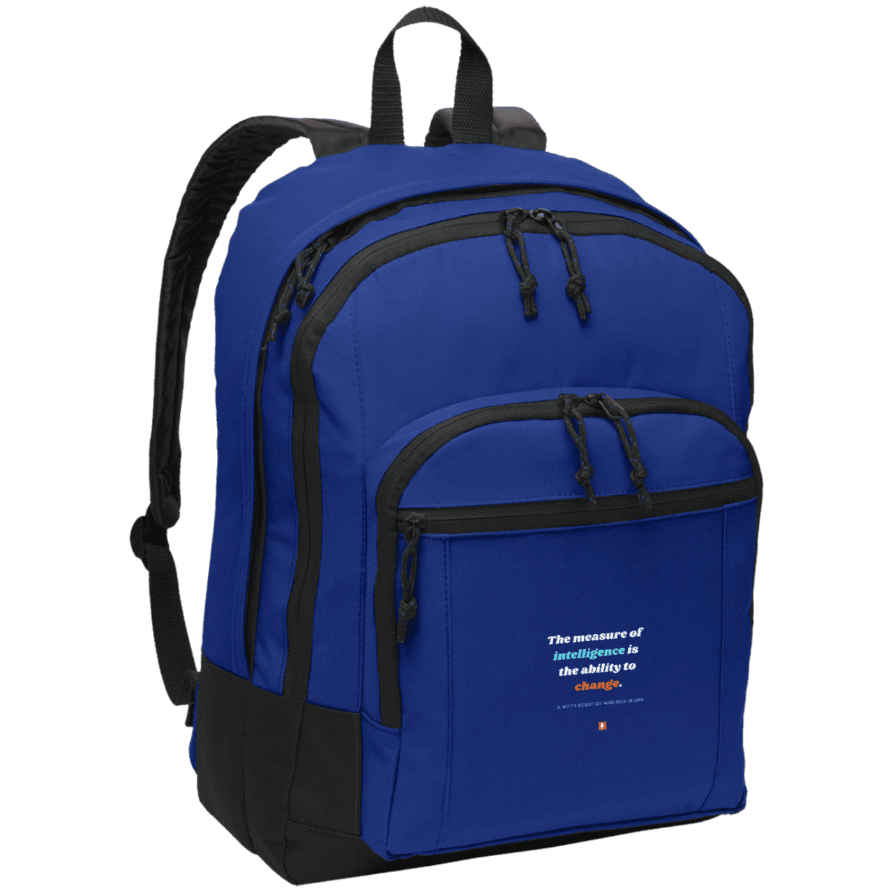 Student's Basic Backpack with inspiring Einstein quote: E117 - Intelligence is the ability to change - Color: Twilight Blue