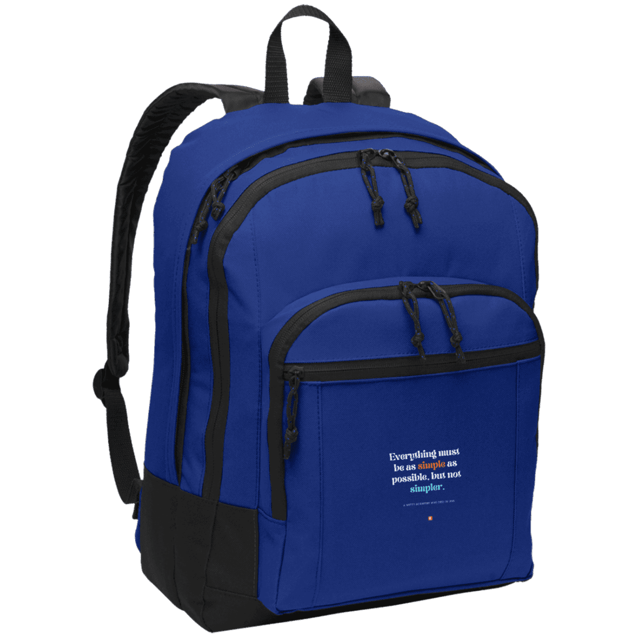 Student's Basic Backpack with inspiring Einstein quote: E122 - Everything must be simple but not be simpler - Color: Twilight Blue