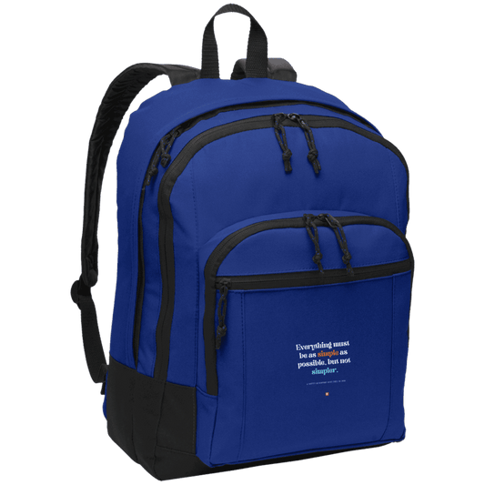 Student's Basic Backpack with inspiring Einstein quote: E122 - Everything must be simple but not be simpler - Color: Twilight Blue