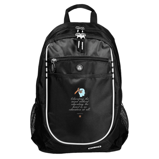 Student's Rugged Bookbag with inspiring Aristotle quote: A110 - Education must include the heart - Color: Black