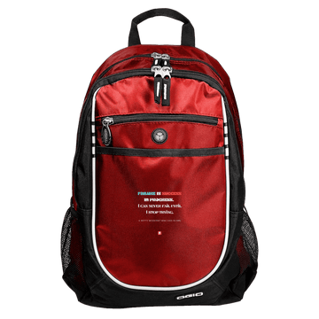 Student's Rugged Bookbag with inspiring Einstein quote: E112 - Failure is success in progress - Color: Red